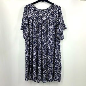 SHEIN Blue Micro Floral Tiered Boho Dress Size 3X